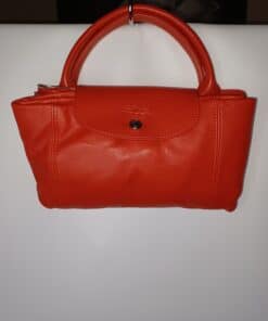 Alternative view of NEW LONGCHAMP LE PLIAGE LEATHER ORANGE TOTE/ wSticker