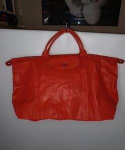 Longchamp Le Pliage Leather Orange Tote/ wSticker - Image 3
