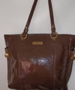 Coach (F20432) Handbag Chocolate Brown Patent - Image 4