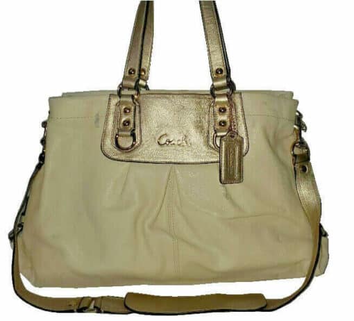 Coach Ashley Patent Leather Large Satchel 15454 Putty