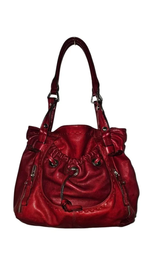 B. Makowsky Rust Leather Hobo Handbag  with Chunky Silver Hardware