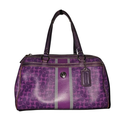 Coach F15132 Chelsea Satchel Bag Signature Jacquard Leather Trim Zip Top Purse
