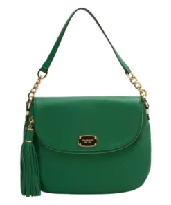 Michael Kors Green Leather Bedford Tassel Shoulder Bag Great Condition