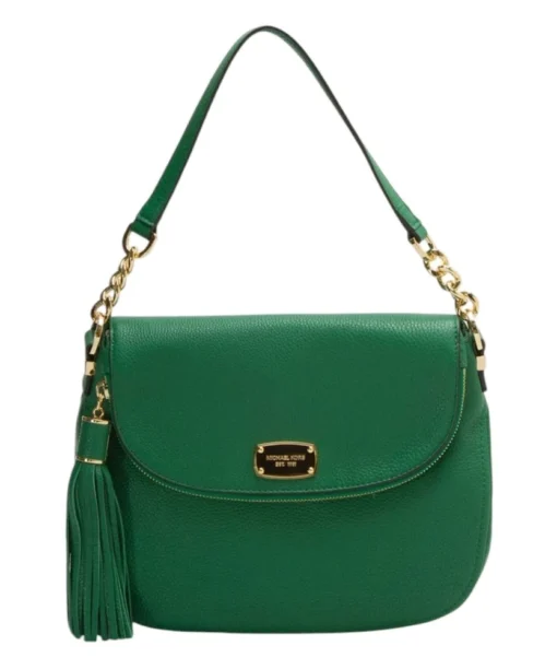 Michael Kors Green Leather Bedford Tassel Shoulder Bag Great Condition