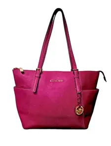 Fuchsia Leather Tote