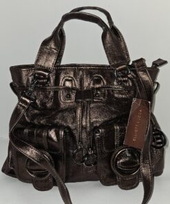 Elliott Lucca Italian Leather Tote — Metallic Gray Graphite - photo 1