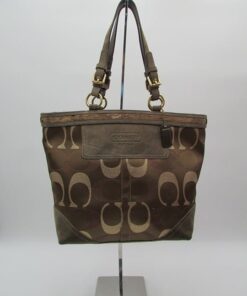 Coach Bronze Lurex Signature Sateen Beaded Tote Handbag Purse - photo 1