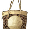 Coach Laura Secret Admirer signature tote gold and khaki
