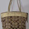 Coach Laura Secret Admirer signature tote gold and khaki