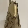 Coach Laura Secret Admirer signature tote gold and khaki