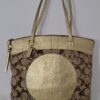 Coach Laura Secret Admirer signature tote gold and khaki