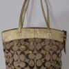 Coach Laura Secret Admirer signature tote gold and khaki