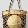 Coach Laura Secret Admirer signature tote gold and khaki
