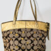 Coach Laura Secret Admirer signature tote gold and khaki